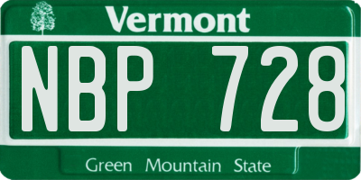 VT license plate NBP728