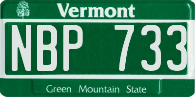 VT license plate NBP733