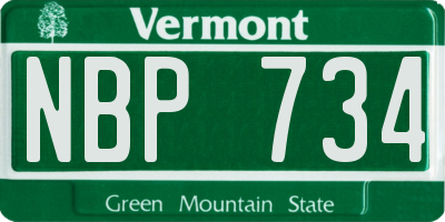 VT license plate NBP734