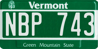 VT license plate NBP743