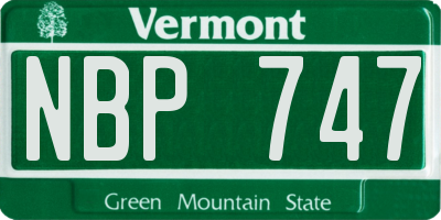 VT license plate NBP747