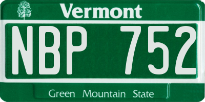 VT license plate NBP752