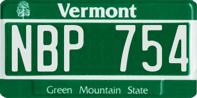 VT license plate NBP754