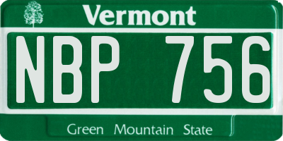 VT license plate NBP756
