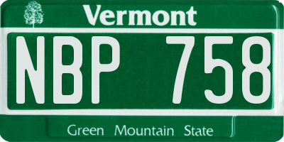 VT license plate NBP758