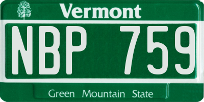 VT license plate NBP759