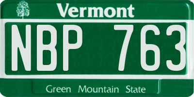 VT license plate NBP763