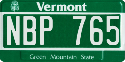 VT license plate NBP765