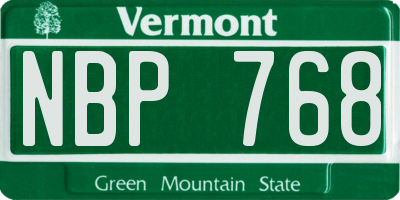 VT license plate NBP768