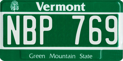 VT license plate NBP769