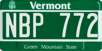 VT license plate NBP772
