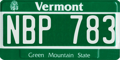 VT license plate NBP783