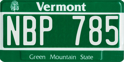 VT license plate NBP785