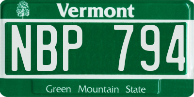VT license plate NBP794