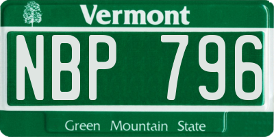 VT license plate NBP796