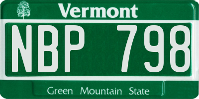 VT license plate NBP798