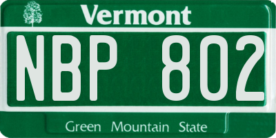 VT license plate NBP802
