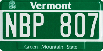 VT license plate NBP807