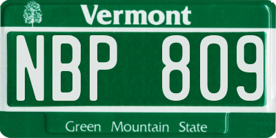VT license plate NBP809