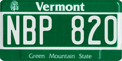 VT license plate NBP820