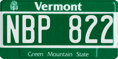 VT license plate NBP822