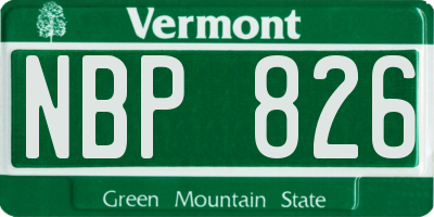 VT license plate NBP826