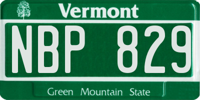 VT license plate NBP829