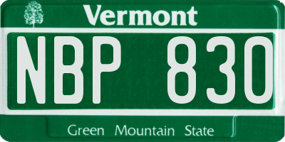 VT license plate NBP830