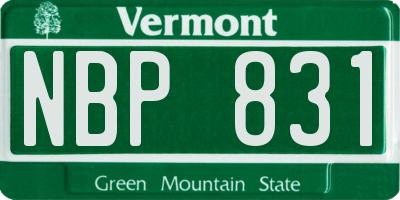 VT license plate NBP831
