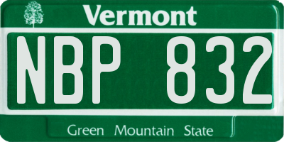 VT license plate NBP832