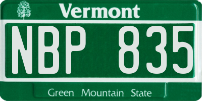 VT license plate NBP835