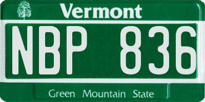 VT license plate NBP836
