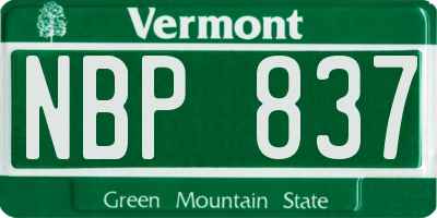 VT license plate NBP837