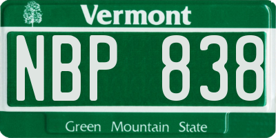 VT license plate NBP838