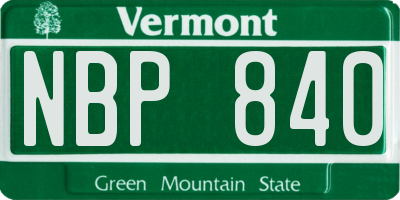 VT license plate NBP840