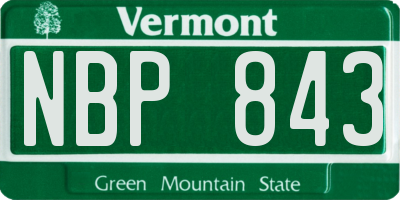 VT license plate NBP843