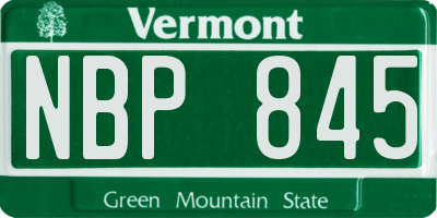VT license plate NBP845