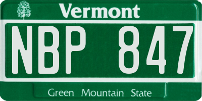 VT license plate NBP847