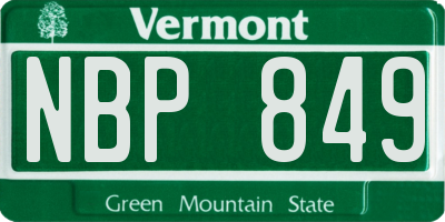 VT license plate NBP849