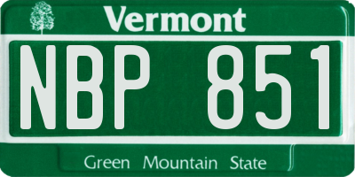 VT license plate NBP851