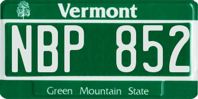 VT license plate NBP852