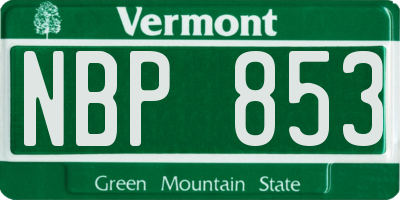 VT license plate NBP853