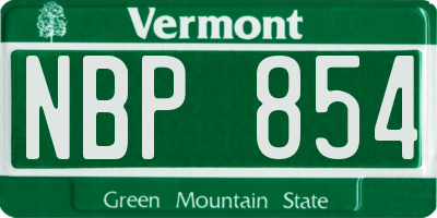 VT license plate NBP854