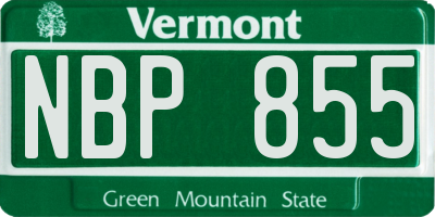 VT license plate NBP855