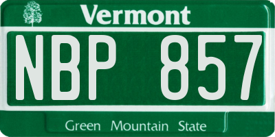 VT license plate NBP857