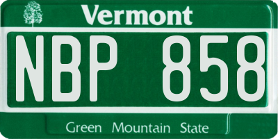 VT license plate NBP858