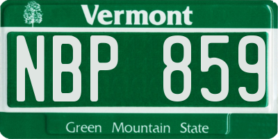 VT license plate NBP859