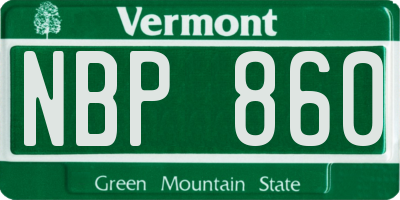 VT license plate NBP860