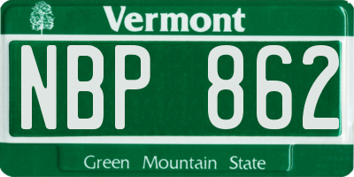 VT license plate NBP862