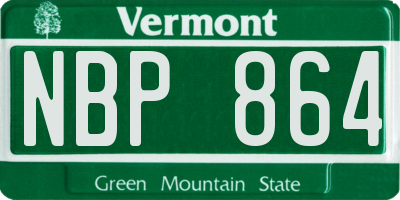 VT license plate NBP864